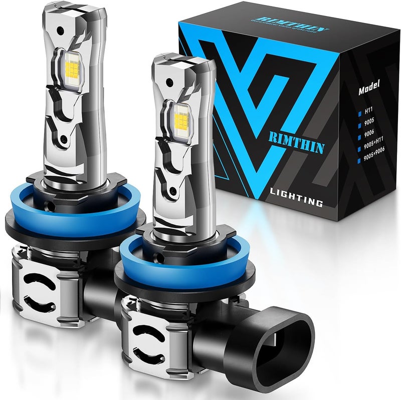 rimthin H11 Bulbs, H11/H8/H9 Fog Lights Bulb, 32,000LM 800% Bright with Cooling Fan, 6000K Cool White, Plug and Play, Pack of 2 - Image 1